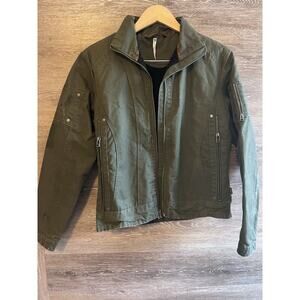 Kuhl Women Jacket Sz Small Vintage Patina Dye Full Zip Canvas Army Green Moto